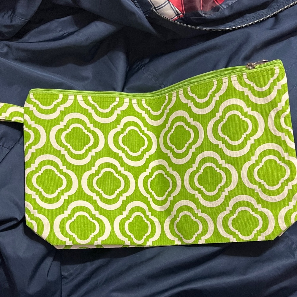 Duck Head Lime Green and White Travel Pouch